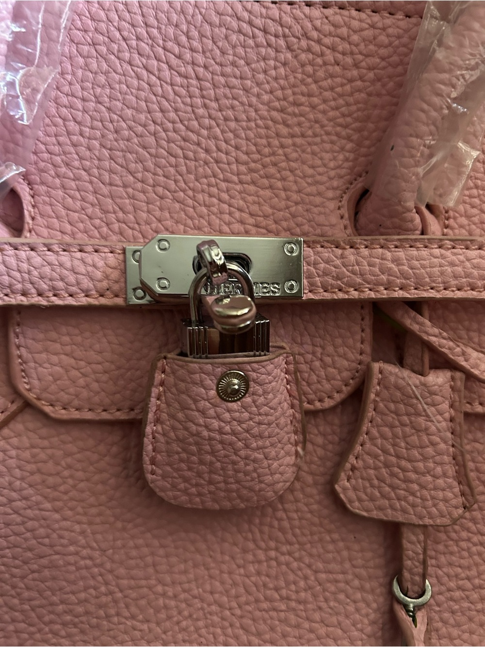 Classic Structured Pink birken inspired Leather Tote Bag - Picture 2 of 3